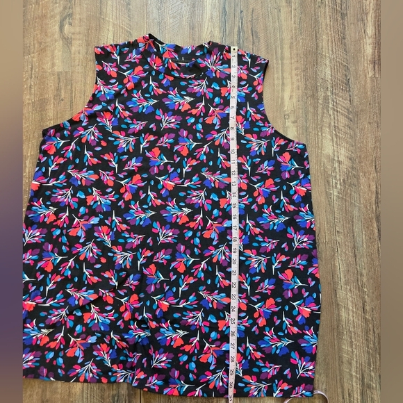Woman Within 22/24 1X Floral Sleeveless Top Black Pink Blue Purple - Picture 7 of 10